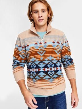 SUN + STONE MENS DESERT SNOW SHERPA FLEECE PULLOVER MEDIUM